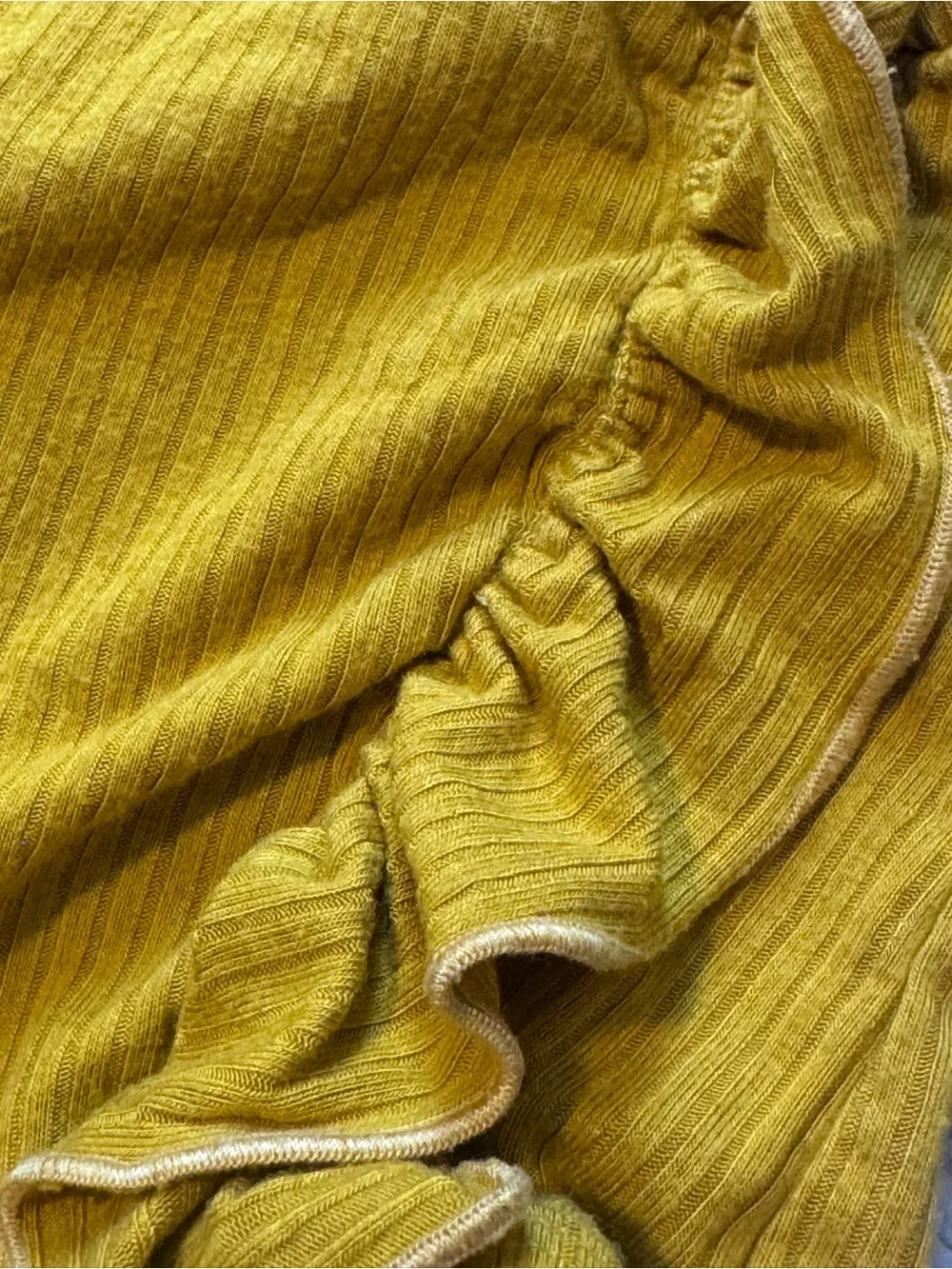 Kate Quinn high waist ruffle bloomer | stretchy modal rib | mustard - 6-12m